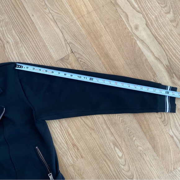 The Kooples Fleece Knit Moto Motorcycle Jacket Coat French Paris Stripe Grunge - Picture 9 of 10